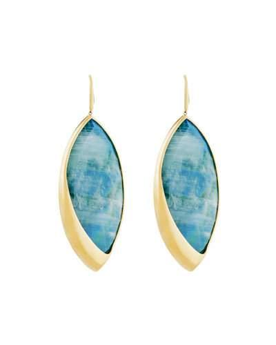 14k Radiant Large Malachite & Moonstone Marquis Drop Earrings