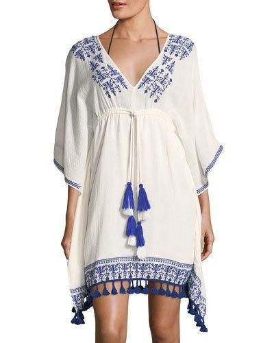 Embroidered Dolman-sleeve Coverup