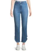Stovepipe High-rise Straight-leg Jeans W/ Raw Hem