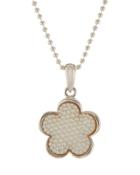 18mm Beaded Mother-of-pearl Flower Pendant Necklace