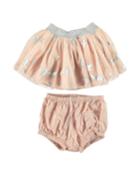 Girl's Foil Stars Tulle Skirt W/ Bloomers, Size