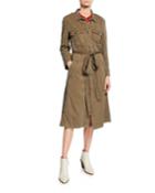 Long Button-front Coat W/