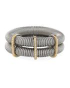 Classique Double-row Spring Coil Cable & Diamond Bracelet, Gray