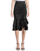 Flutter-hem Ruched-drawstring