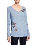 Embroidered Butterfly Long-sleeve Tee