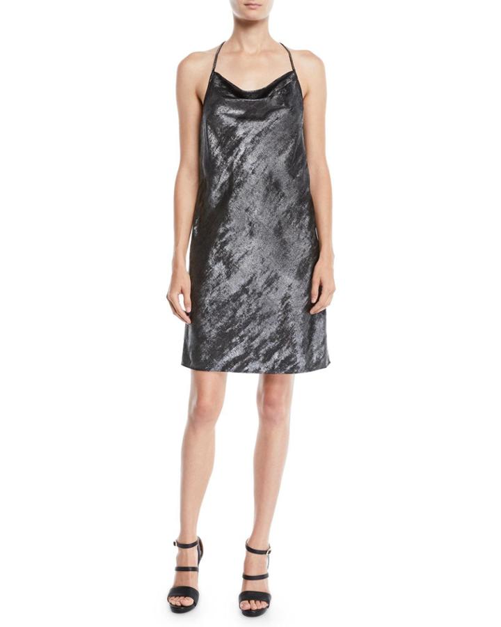 Drape-back Metallic Georgette