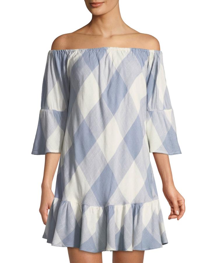Sara Check Off-the-shoulder