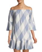 Sara Check Off-the-shoulder