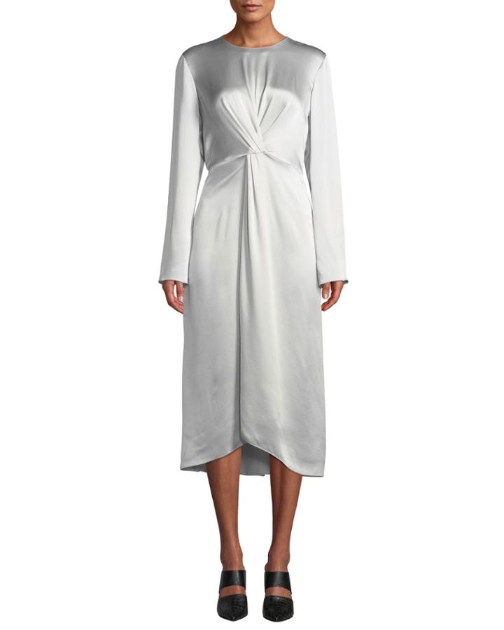 Twist-front Long-sleeve Silk