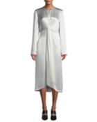 Twist-front Long-sleeve Silk