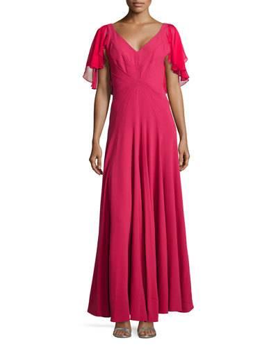Flutter-sleeve Full Gown