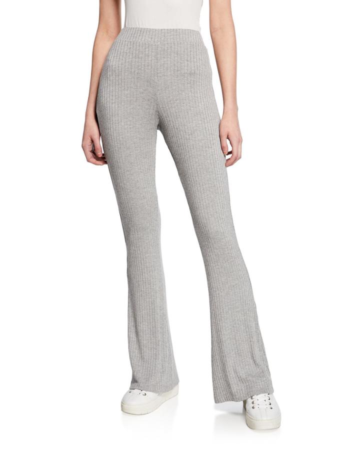 Boot-cut Ribbed Knit Pants