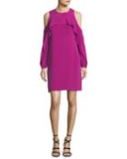 Raina Cold-shoulder Silk Popover Dress