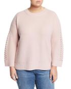 Braided-sleeve Cashmere Pullover Sweater,