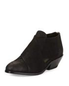 Cluster Leather Crisscross Bootie, Black