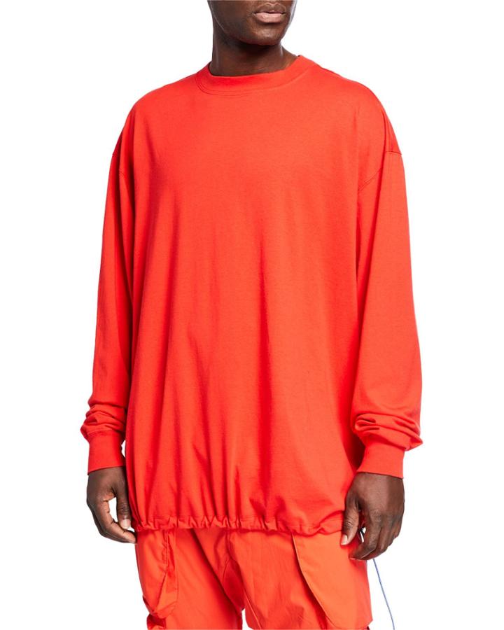 Men's Drawstring-hem Long-sleeve T-shirt