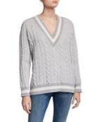 Theon V-neck Cable Knit Wool