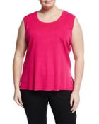 Scoop-neck Knit Tank, Rose,