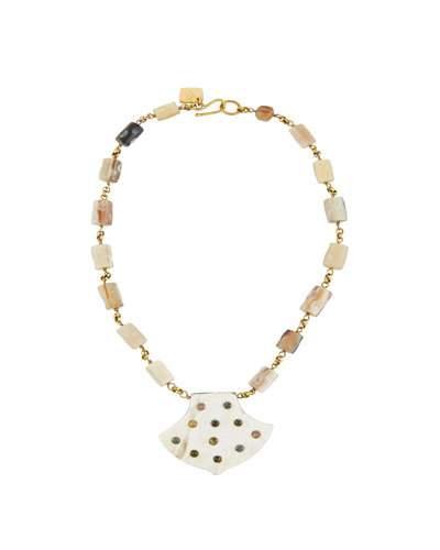 Imani Light Horn & Tourmaline Beaded Pendant Necklace