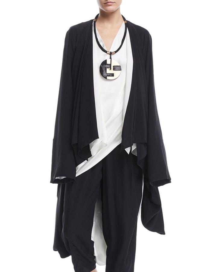 Washed Silk Draped Cocoon Cardigan