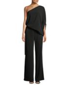 One-shoulder Draped Wide-leg Jumpsuit