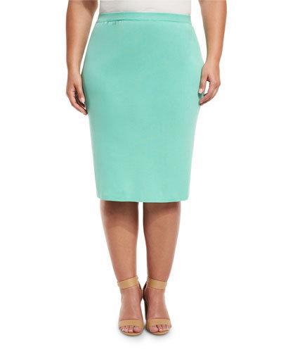 High-waist Knit Pencil Skirt, Seafoam,