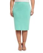High-waist Knit Pencil Skirt, Seafoam,