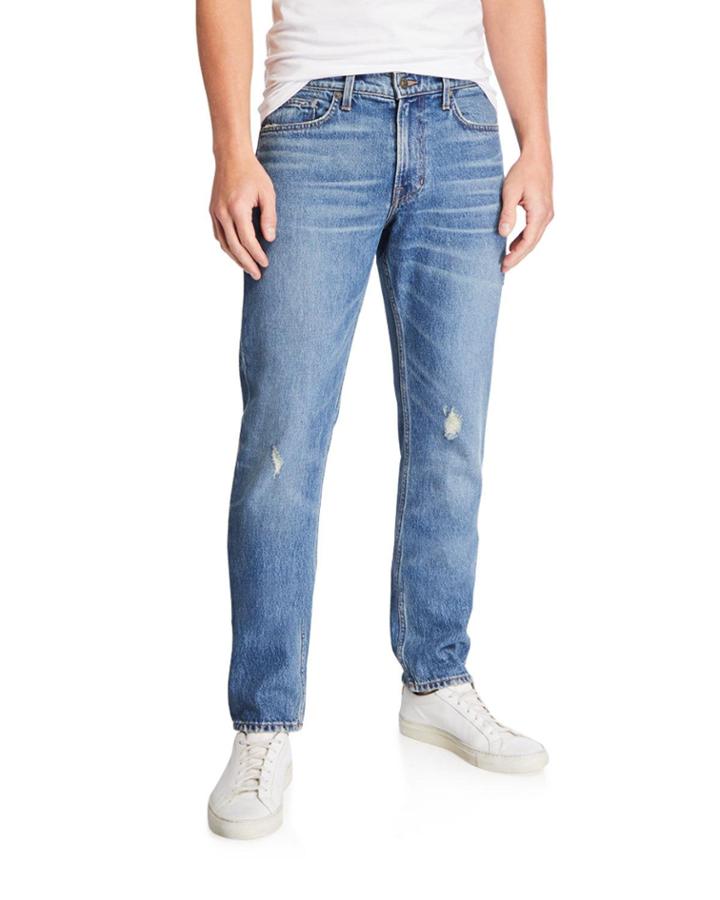 Men's Distressed Straight-leg Denim Jeans