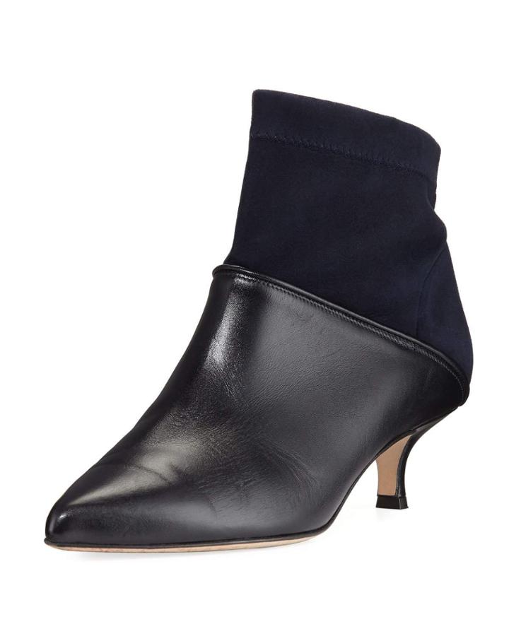 Jean Suede & Leather Ankle Boot