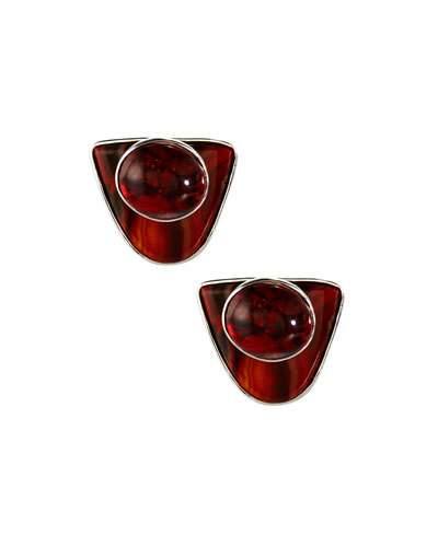 Stacked Agate & Amber Button Earrings