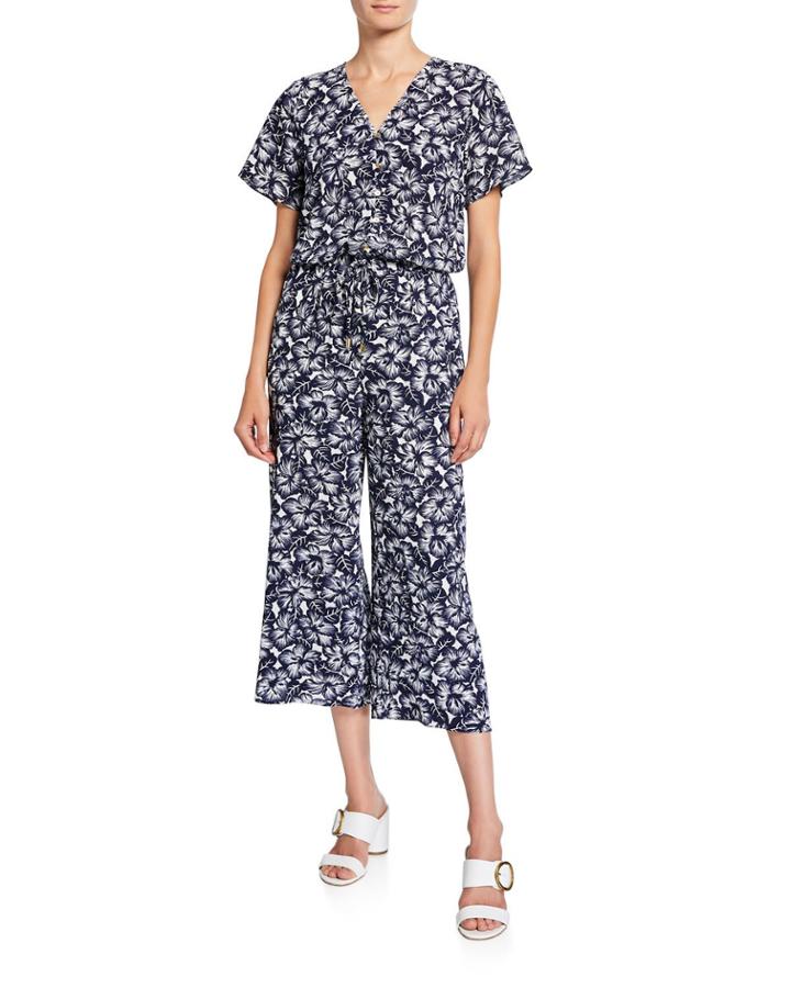 Floral V-neck Culotte Jumpsuit
