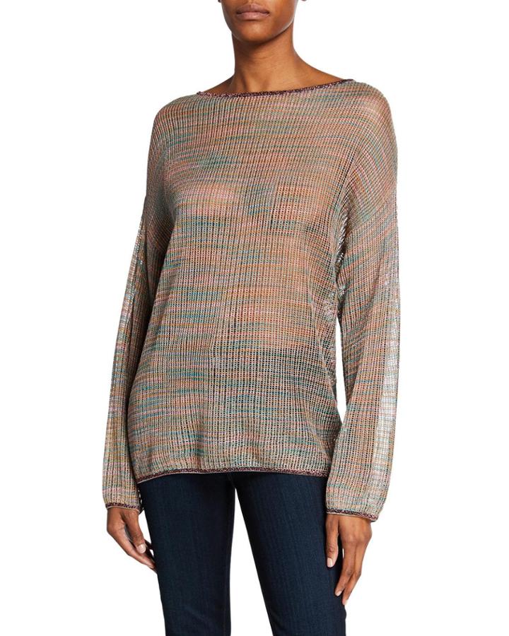 Long-sleeve Space-dye Mesh Tunic W/