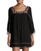 Emily Square-neck Swing Dress, Black