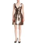 Sequined V-neck Cocktail Dress