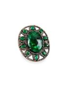 Emerald Oval Diamond Pave Ring,
