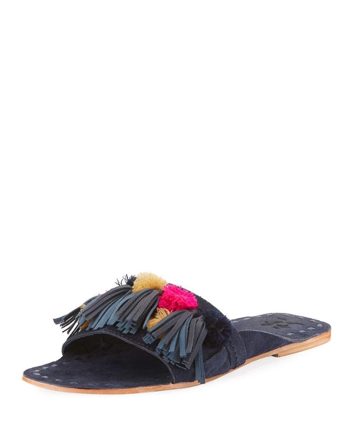 Pompom Tassel Flat Mule