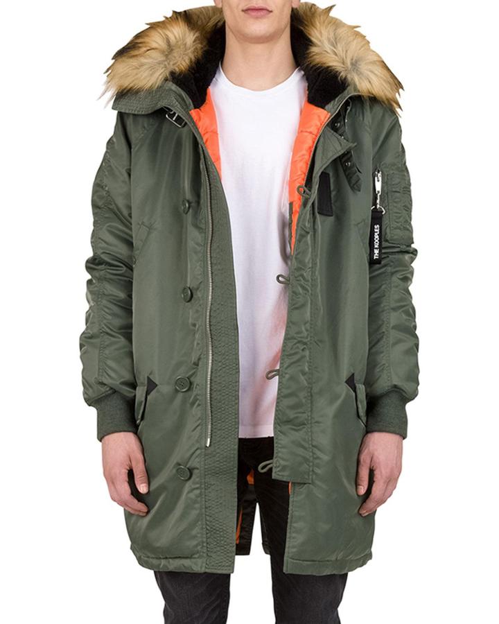 Men's Parka With Faux Fur Hood