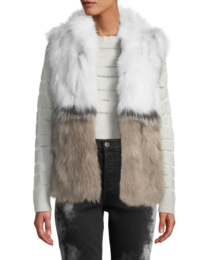 Colorblock Fur Vest