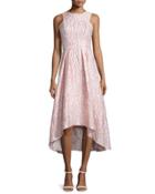 Sleeveless Printed High-low Cocktail Dress, Blush