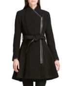 Asymmetric-zip Fit-&-flare Belted Jacket