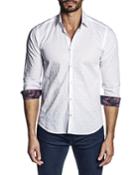 Men's White Box Check Jacquard