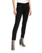 Embellished-pocket Cropped Skinny Jeans, Black