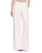 Wide-leg Satin-stripe Tuxedo Pants, White