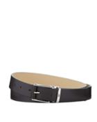 Pebbled Leather Belt W/ Rectangle Buckle