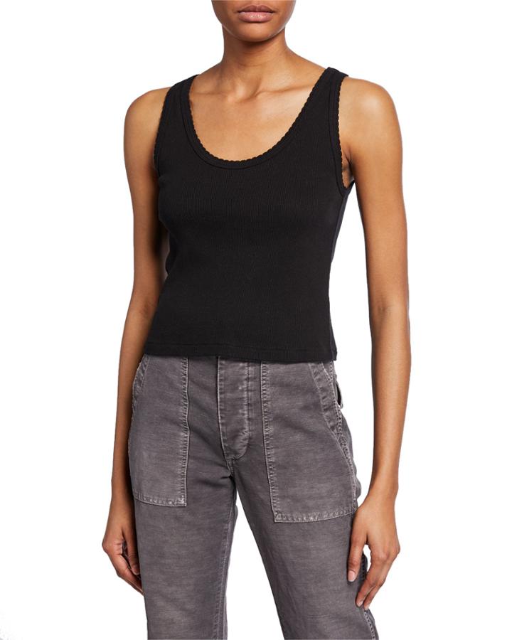 Scalloped Cropped Ribbed Tank