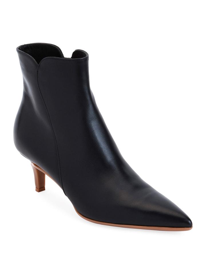 Leather Pointed Zip Booties