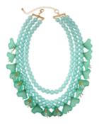 Petal & Bead Layered Necklace, Blue/green