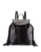 Fifi Leather Fringe Backpack, Black