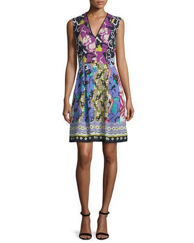 V-neck Floral-patchwork Cady