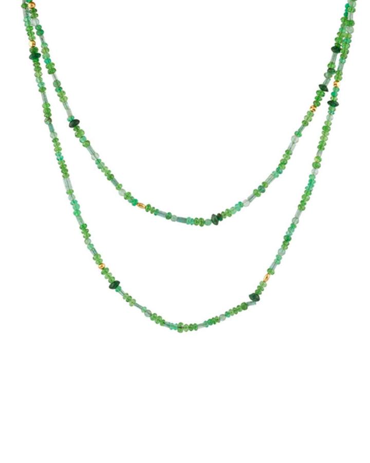 Single-strand Emerald & Tsavorite Necklace